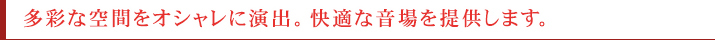 多彩な空間をオシャレに演出。快適な音場を提供します。