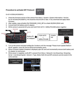 How to set up streaming from JVC GY-HC500U camera using SRT protocol and  Callaba Cloud